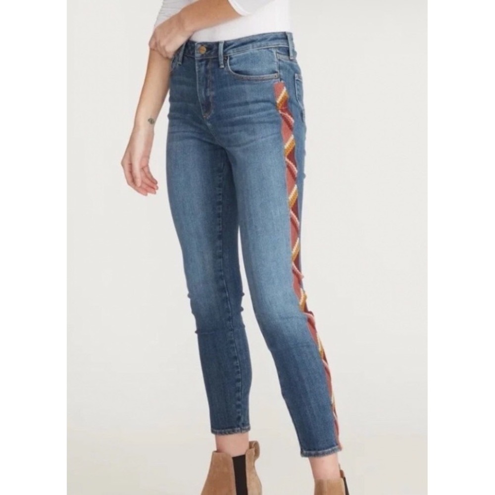 Driftwood Jackie High Rise Skinny Rosie Santina Aztec Embroidered Jeans W29 L28